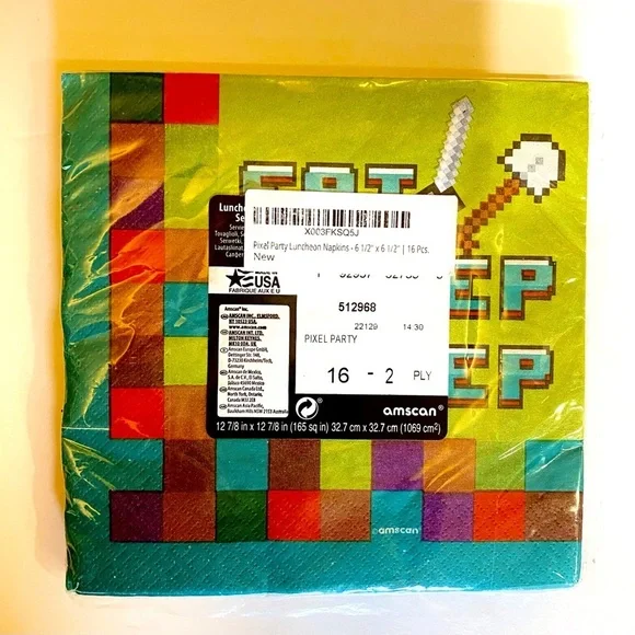 Pixel Party Luncheon Napkins - 6 1/2" x 6 1/2" | 16 Pcs - Picture 3 of 4